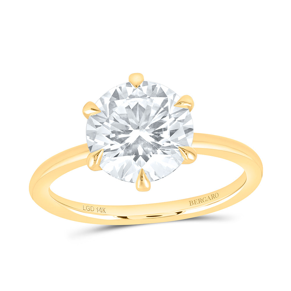 14K Yellow Or White Gold 2 1/2 Cttw Lab Grown Diamond Round Solitaire Ring
