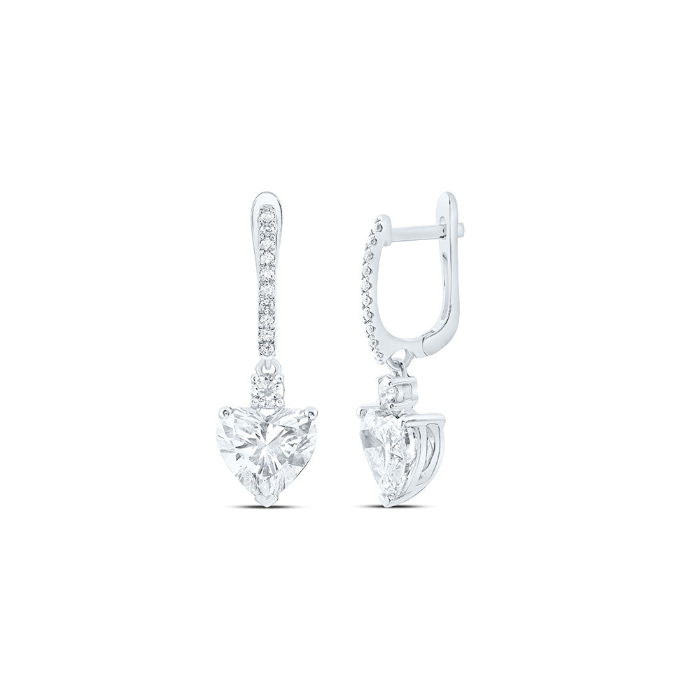 14K Yellow Or White Gold 4 3/8 Cttw Lab Grown Diamond Fashion Heart Dangling Earring