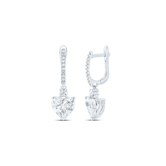 14K Yellow Or White Gold 4 3/8 Cttw Lab Grown Diamond Fashion Heart Dangling Earring