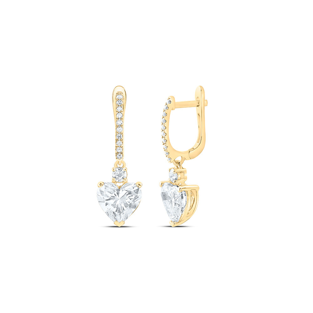 14K Yellow Or White Gold 4 3/8 Cttw Lab Grown Diamond Fashion Heart Dangling Earring
