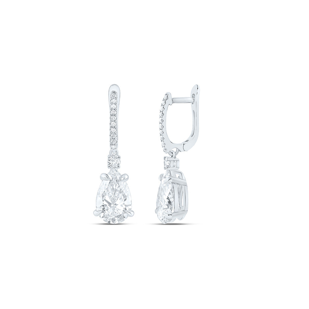 14K Yellow Or White Gold 6 3/8 Cttw Lab Grown Diamond Fashion Pear Dangling Earring