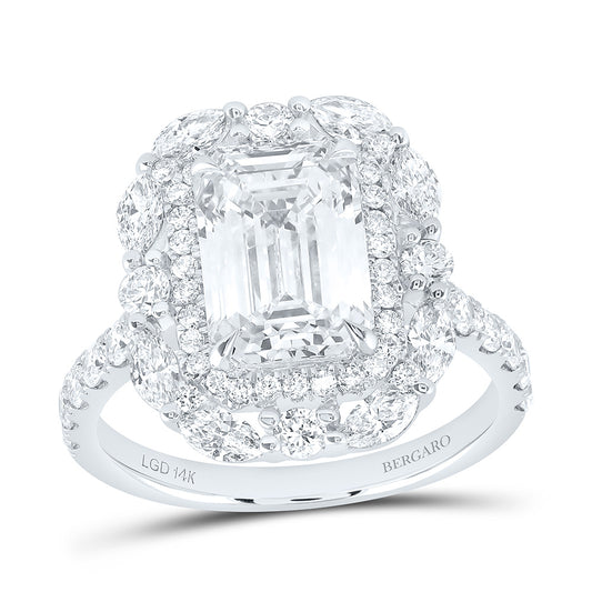 14K Yellow Or White Gold 4 1/3 Cttw Lab Grown Diamond 3 Cttw Center Emerald Engagement Ring