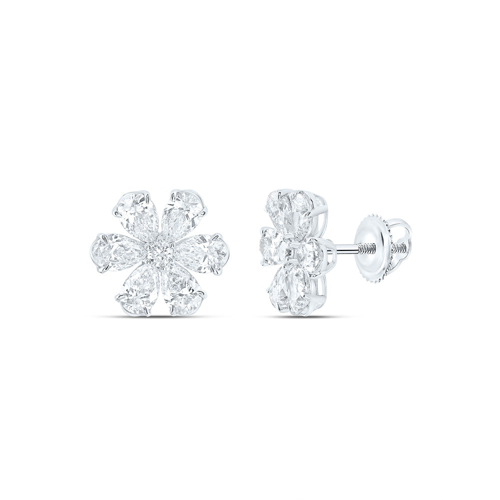 14K Yellow Or White Gold 2 Cttw Lab Grown Diamond Fashion Flower Earring