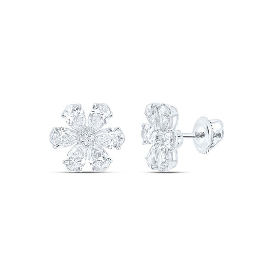 14K Yellow Or White Gold 2 Cttw Lab Grown Diamond Fashion Flower Earring