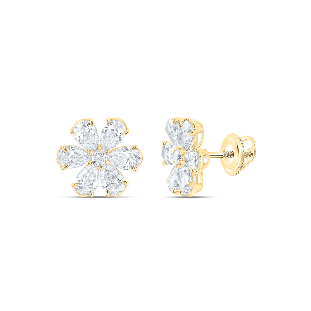 14K Yellow Or White Gold 2 Cttw Lab Grown Diamond Fashion Flower Earring