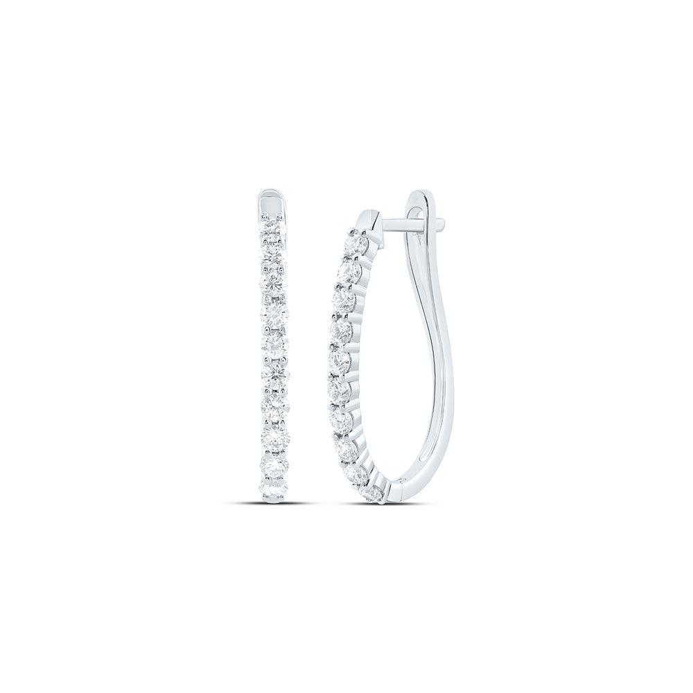 14K Yellow Or White Gold 1 1/2 Cttw Lab Grown Diamond Fashion Hoop Earring