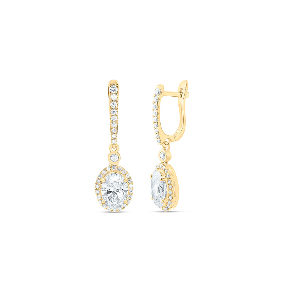 14K Yellow Or White Gold 3 1/2 Cttw Lab Grown Diamond Fashion Oval Dangling Earring