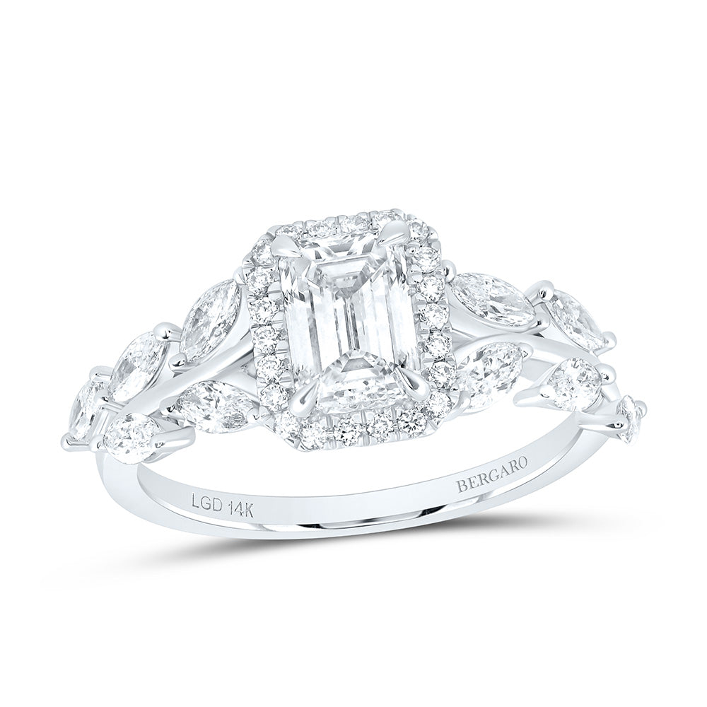 14K Yellow Or White Gold 1 3/4 Cttw Lab Grown Diamond 1 Cttw Center Emerald Engagement Ring