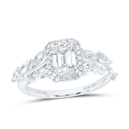 14K Yellow Or White Gold 1 3/4 Cttw Lab Grown Diamond 1 Cttw Center Emerald Engagement Ring