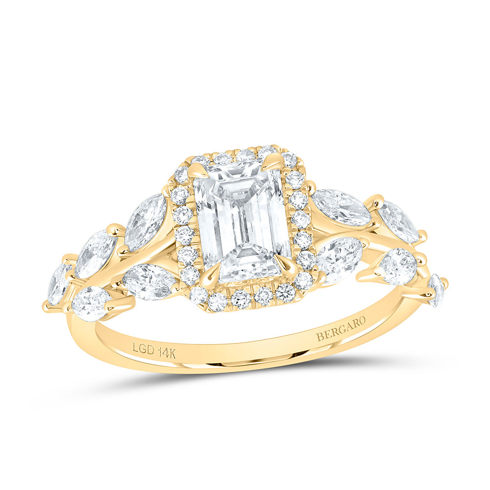14K Yellow Or White Gold 1 3/4 Cttw Lab Grown Diamond 1 Cttw Center Emerald Engagement Ring