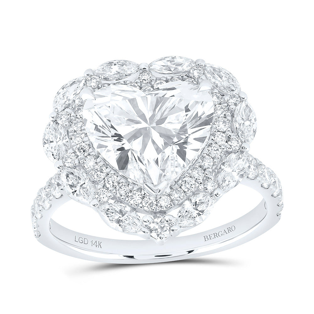 14K Yellow Or White Gold 4 1/3 Cttw Lab Grown Diamond 3 Cttw Center Heart Engagement Ring