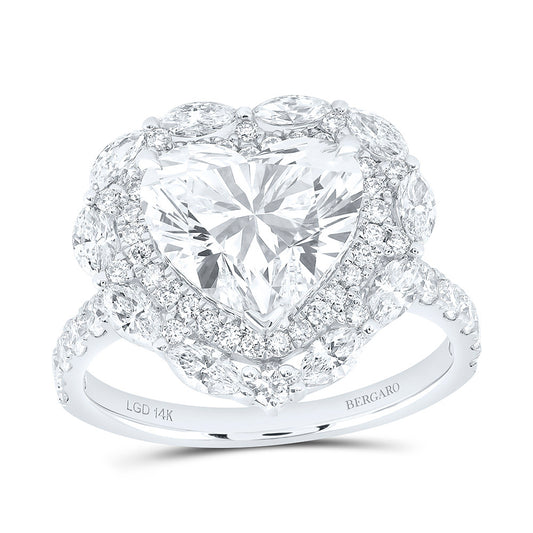 14K Yellow Or White Gold 4 1/3 Cttw Lab Grown Diamond 3 Cttw Center Heart Engagement Ring