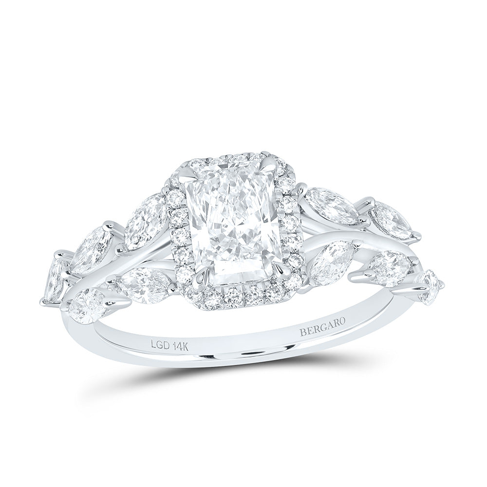 14K Yellow Or White Gold 1 3/4 Cttw Lab Grown Diamond 1 Cttw Center Fashion Radiant Engagement Ring
