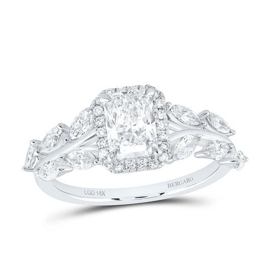 14K Yellow Or White Gold 1 3/4 Cttw Lab Grown Diamond 1 Cttw Center Fashion Radiant Engagement Ring