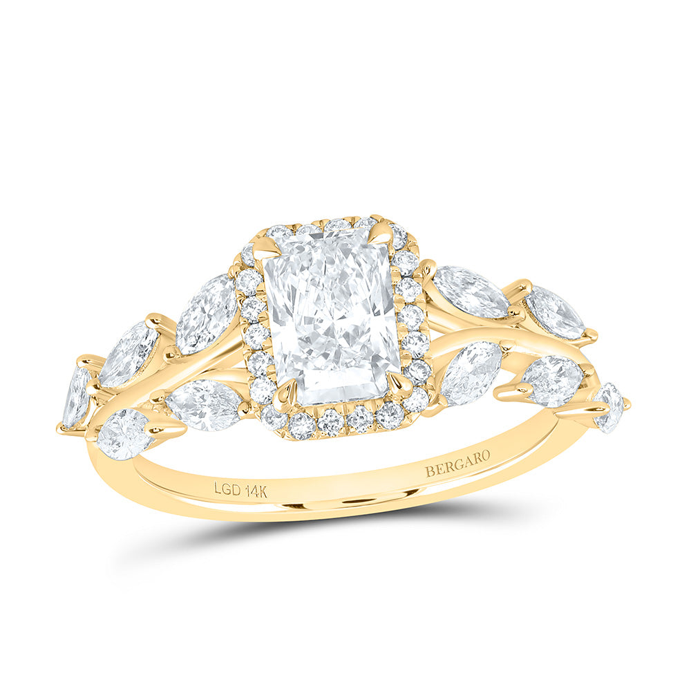14K Yellow Or White Gold 1 3/4 Cttw Lab Grown Diamond 1 Cttw Center Fashion Radiant Engagement Ring