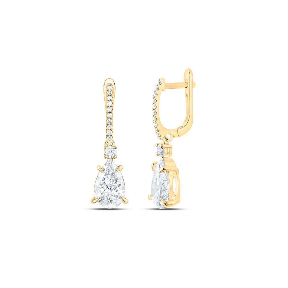 14K Yellow Or White Gold 4 3/8 Cttw Lab Grown Diamond Fashion Pear Dangling Earring