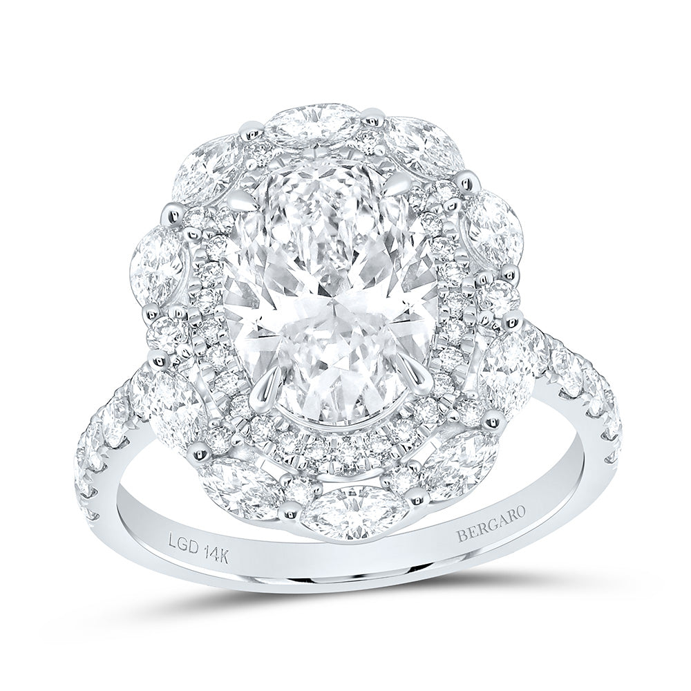14K Yellow Or White Gold 4 1/4 Cttw Lab Grown Diamond 3 Cttw Center Oval Engagement Ring