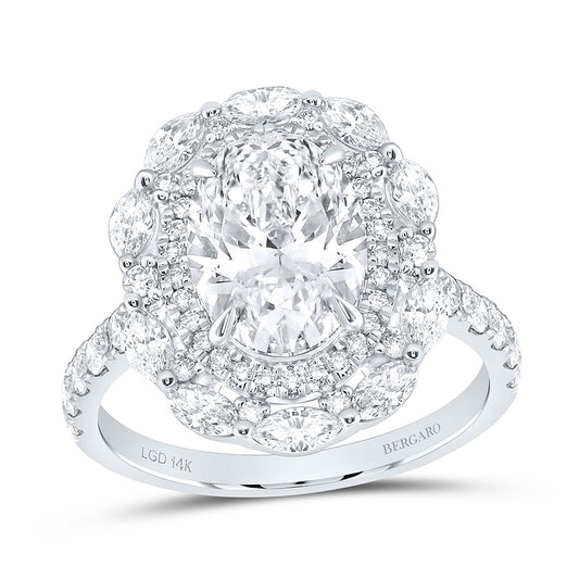 14K Yellow Or White Gold 4 1/4 Cttw Lab Grown Diamond 3 Cttw Center Oval Engagement Ring