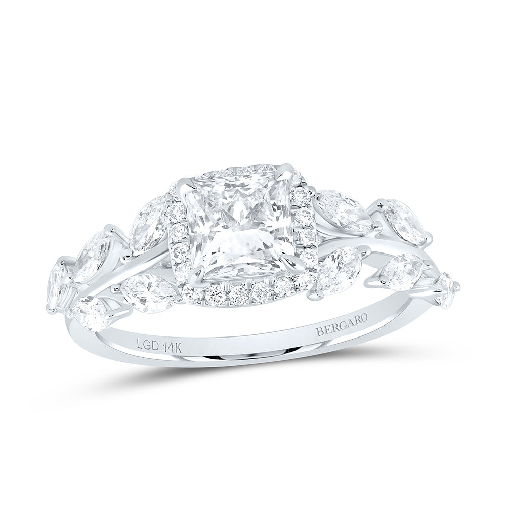 14K Yellow Or White Gold 1 3/4 Cttw Lab Grown Diamond 1 Cttw Center Princess Engagement Ring
