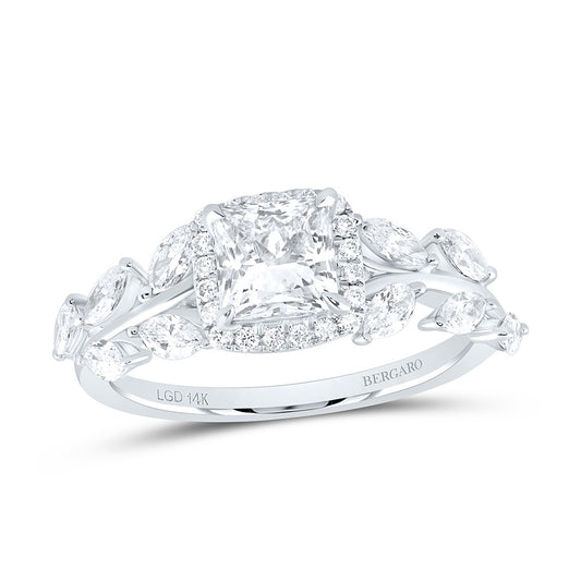 14K Yellow Or White Gold 1 3/4 Cttw Lab Grown Diamond 1 Cttw Center Princess Engagement Ring
