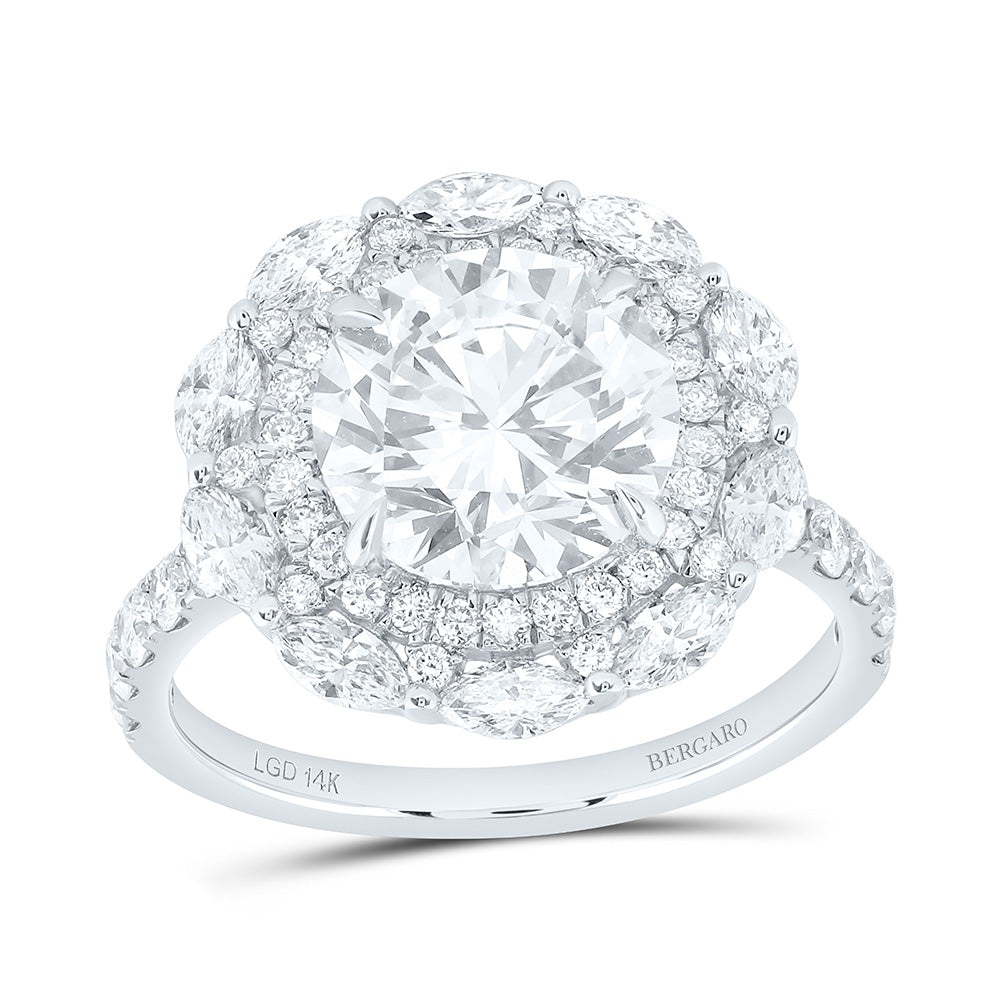 14K Yellow Or White Gold 4 1/3 Cttw Lab Grown Diamond 3 Cttw Center Round Engagement Ring