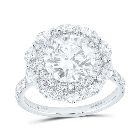 14K Yellow Or White Gold 4 1/3 Cttw Lab Grown Diamond 3 Cttw Center Round Engagement Ring