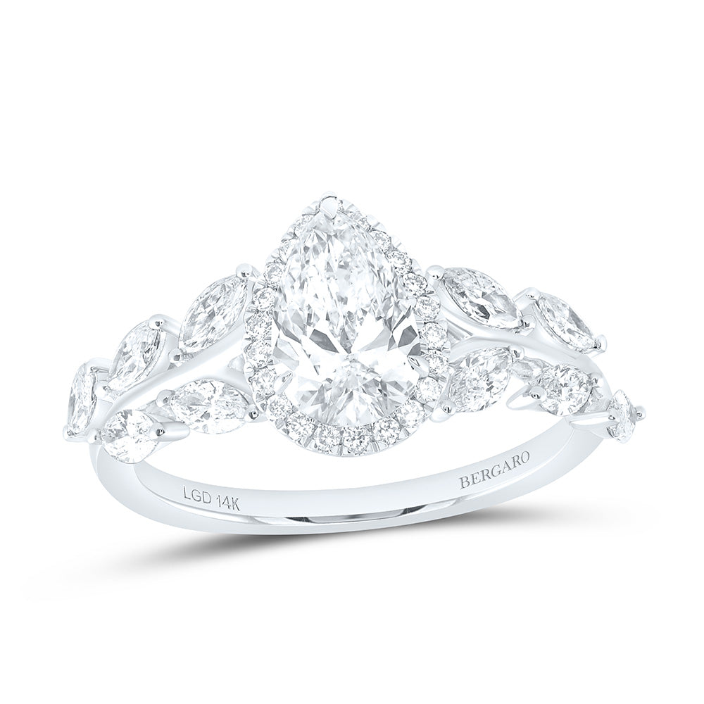 14K Yellow Or White Gold 1 3/4 Cttw Lab Grown Diamond 1 Cttw Center Pear Engagement Ring