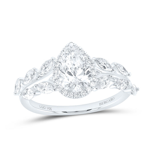 14K Yellow Or White Gold 1 3/4 Cttw Lab Grown Diamond 1 Cttw Center Pear Engagement Ring