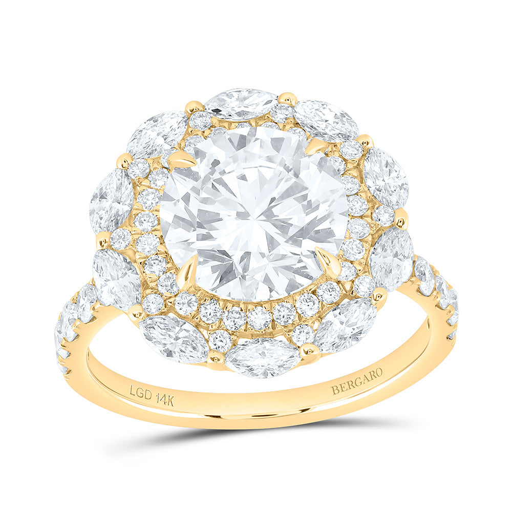 14K Yellow Or White Gold 4 1/3 Cttw Lab Grown Diamond 3 Cttw Center Round Engagement Ring