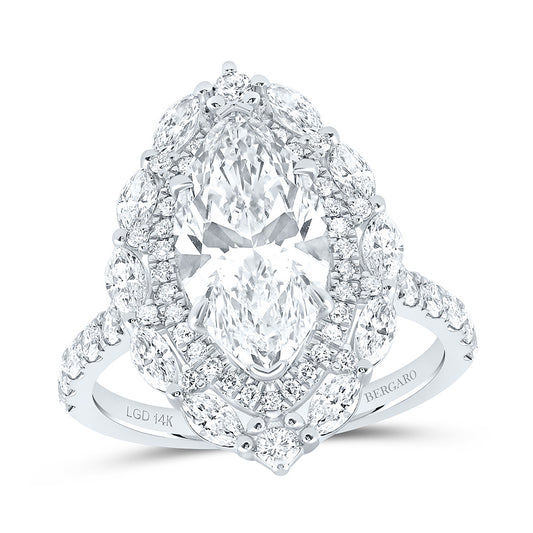 14K Yellow Or White Gold 4 1/3 Cttw Lab Grown Diamond 3 Cttw Center Marquise Engagement Ring