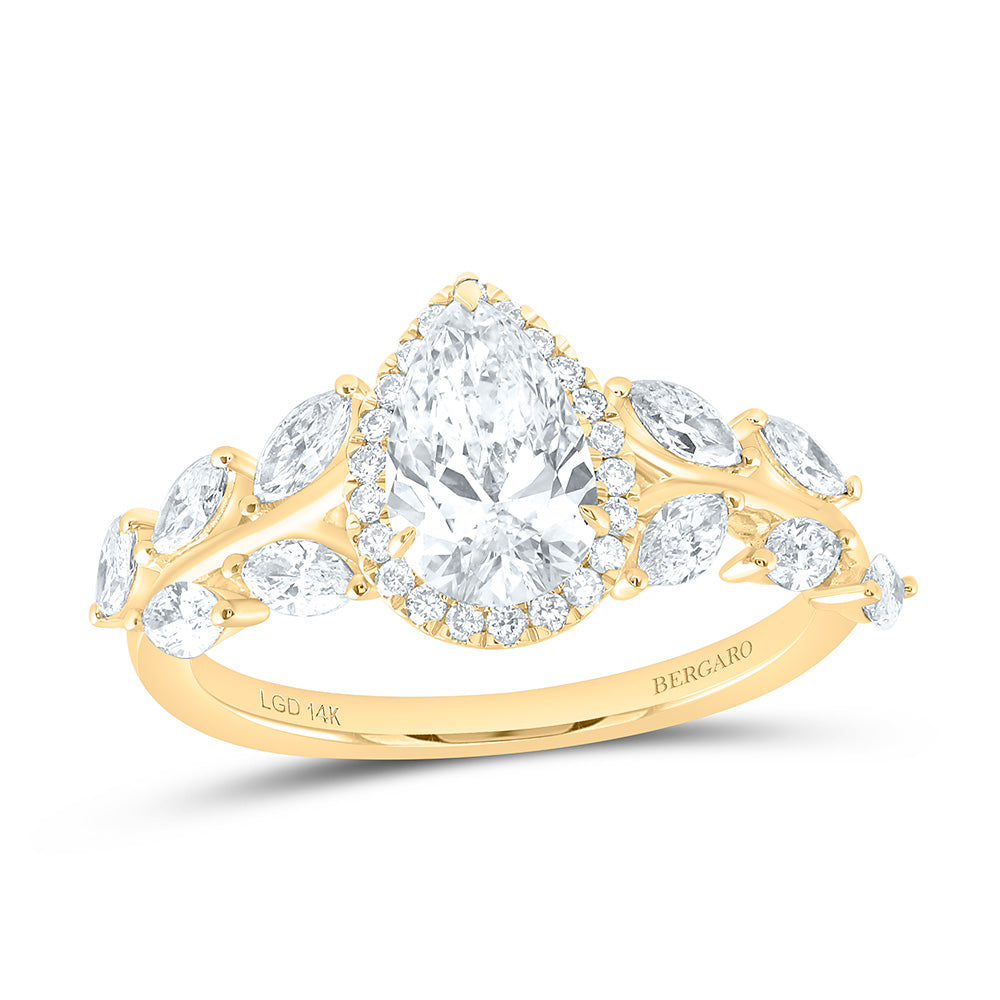 14K Yellow Or White Gold 1 3/4 Cttw Lab Grown Diamond 1 Cttw Center Pear Engagement Ring