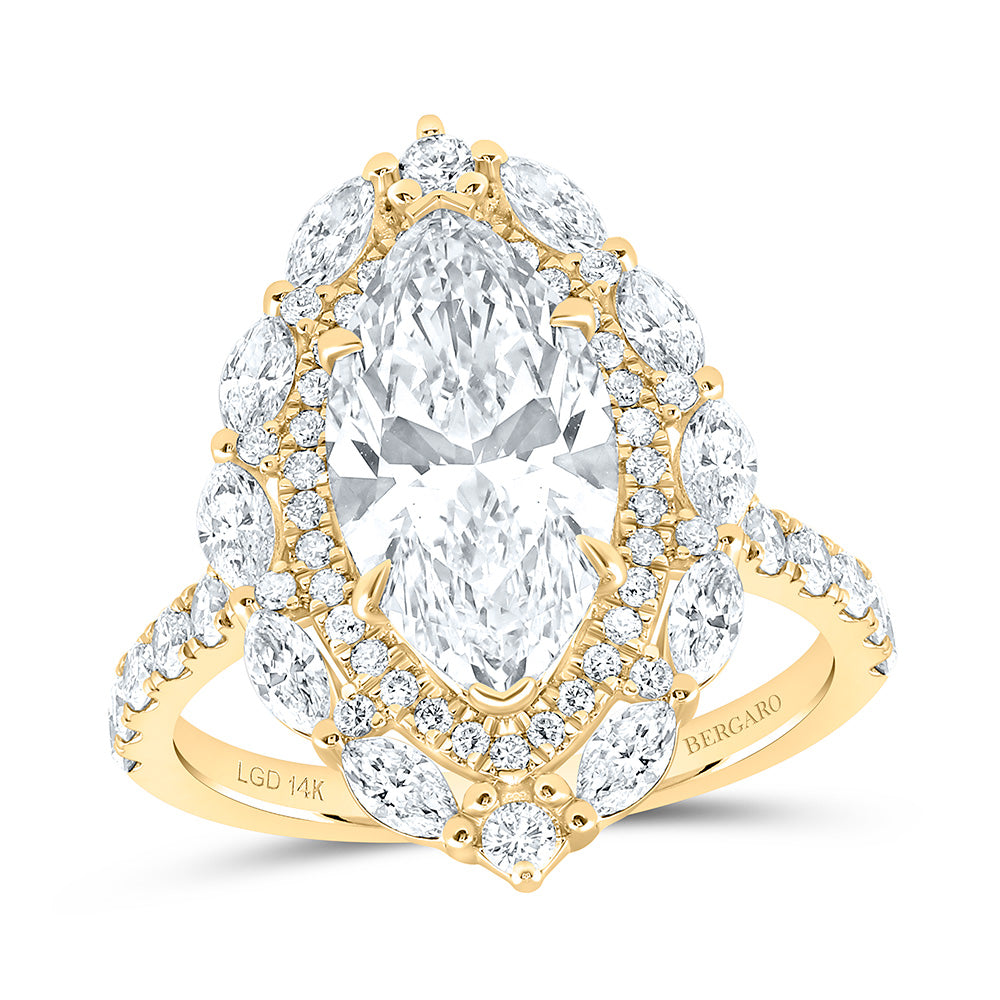 14K Yellow Or White Gold 4 1/3 Cttw Lab Grown Diamond 3 Cttw Center Marquise Engagement Ring