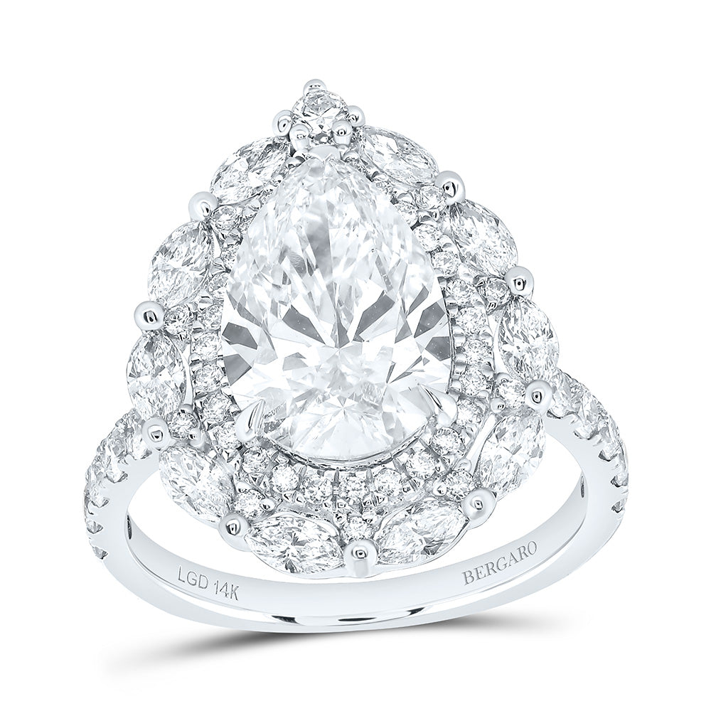 14K Yellow Or White Gold 4 1/3 Cttw Lab Grown Diamond 3 Cttw Center Pear Engagement Ring