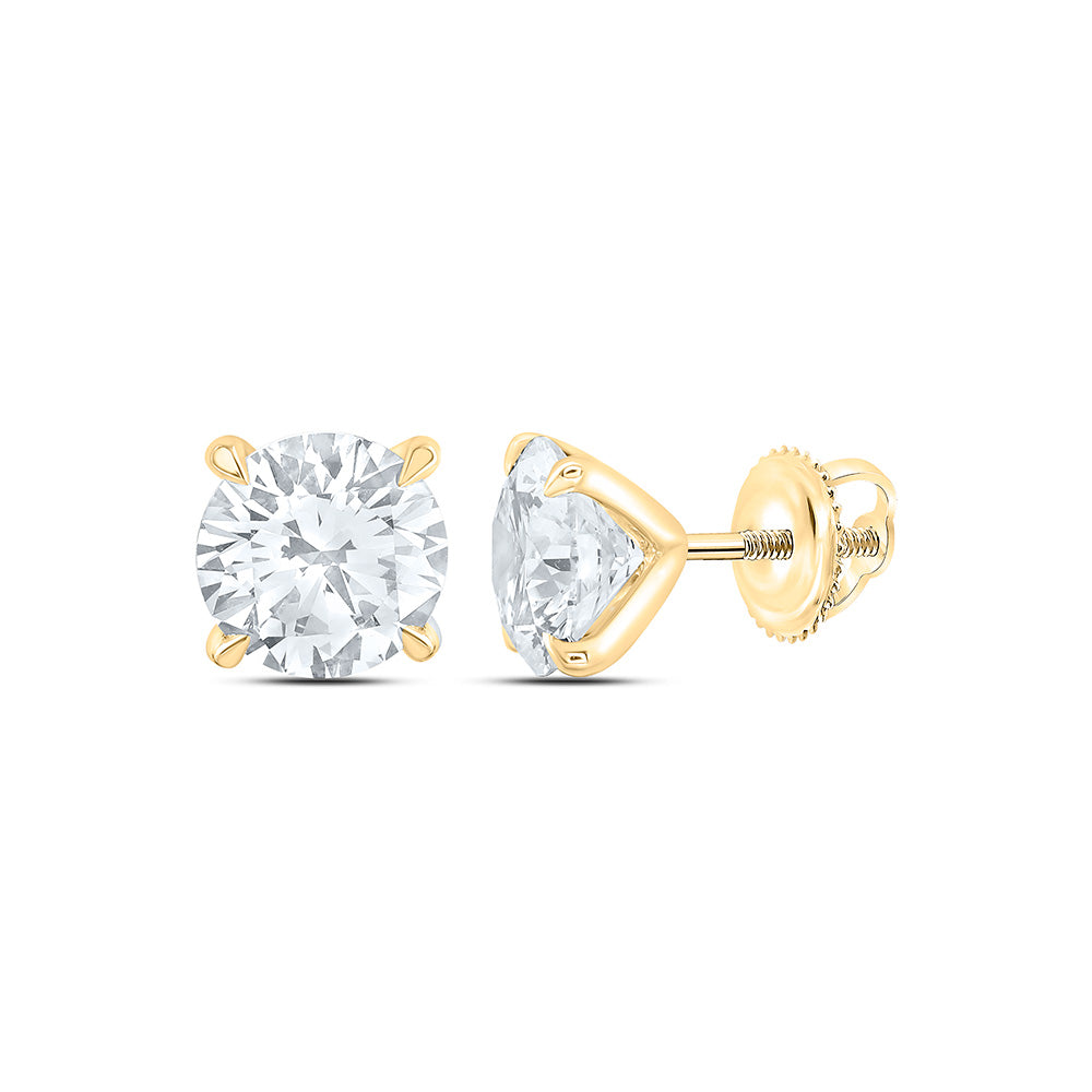 14K Yellow Or White Gold 3 Cttw Lab Grown Diamond Fashion Round Earring