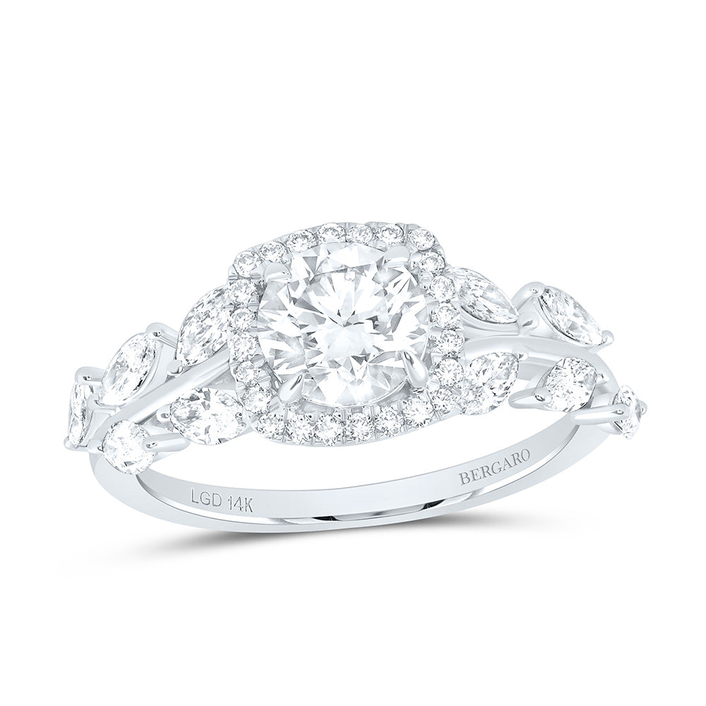 14K Yellow Or White Gold 1 3/4 Cttw Lab Grown Diamond 1 Cttw Center Round Cushion Engagement Ring