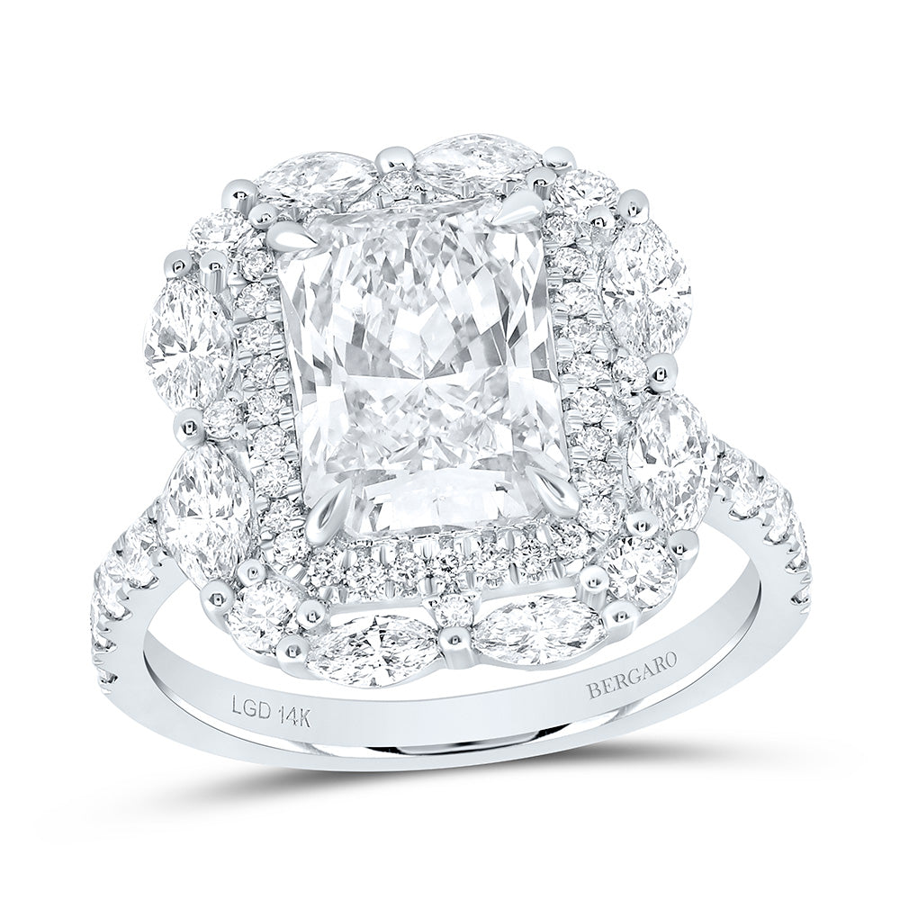 14K Yellow Or White Gold 4 1/3 Cttw Lab Grown Diamond 3 Cttw Center Radiant Engagement Ring