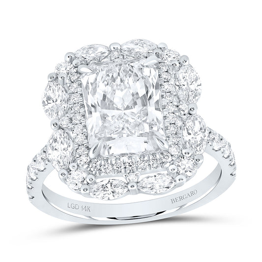 14K Yellow Or White Gold 4 1/3 Cttw Lab Grown Diamond 3 Cttw Center Radiant Engagement Ring
