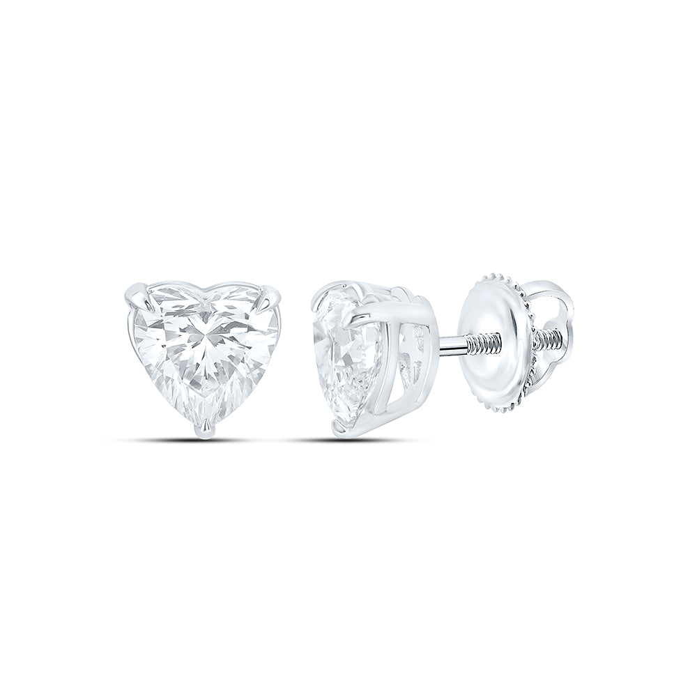 14K Yellow Or White Gold 1 Cttw Lab Grown Diamond Heart Solitaire Earring