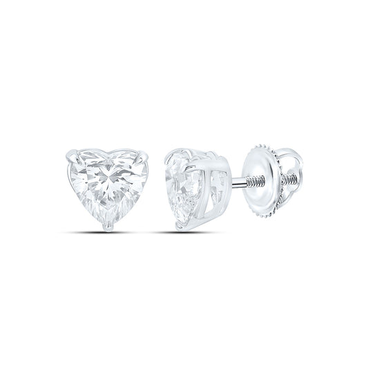 14K Yellow Or White Gold 1 Cttw Lab Grown Diamond Heart Solitaire Earring