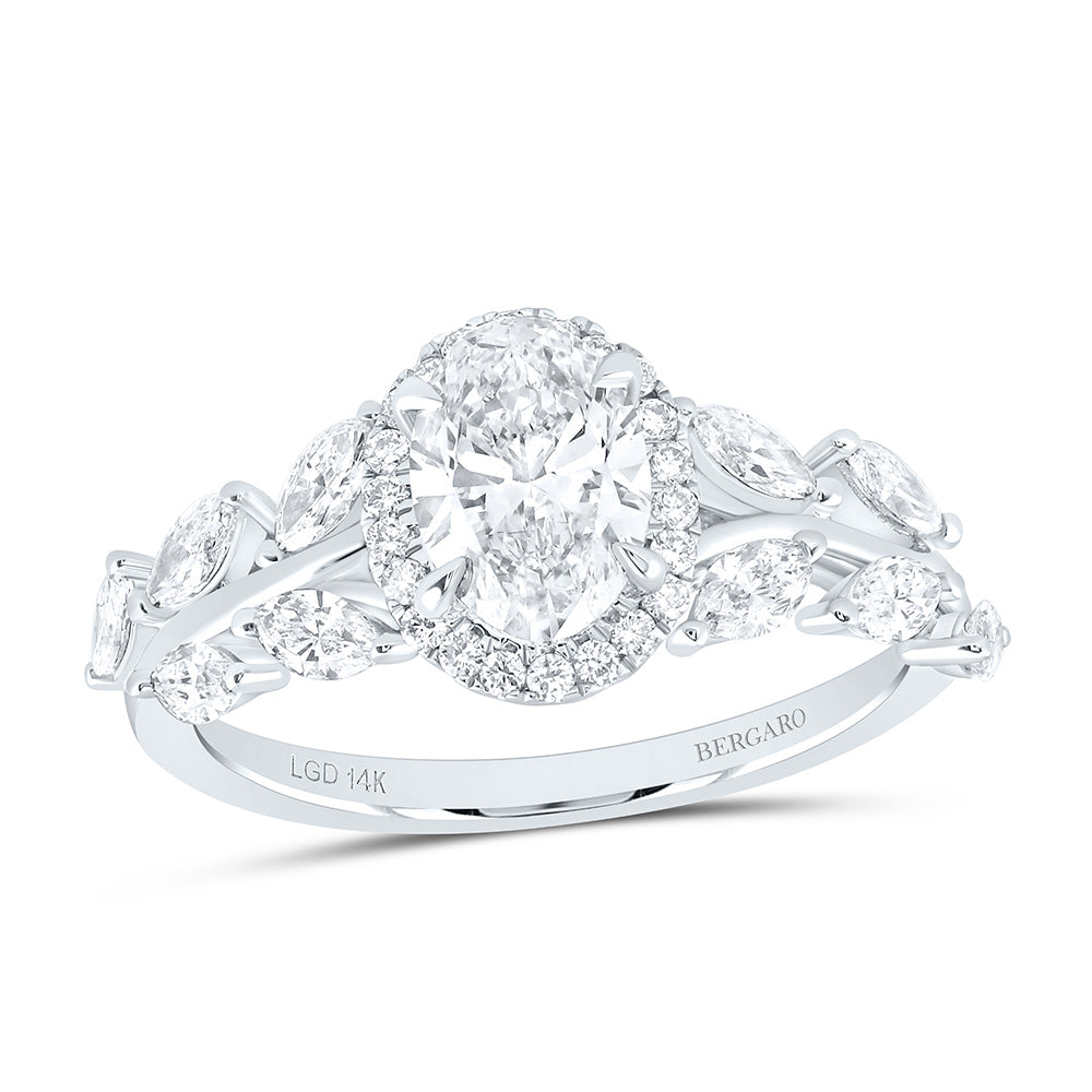 14K Yellow Or White Gold 1 3/4 Cttw Lab Grown Diamond 1 Cttw Center Oval Engagement Ring
