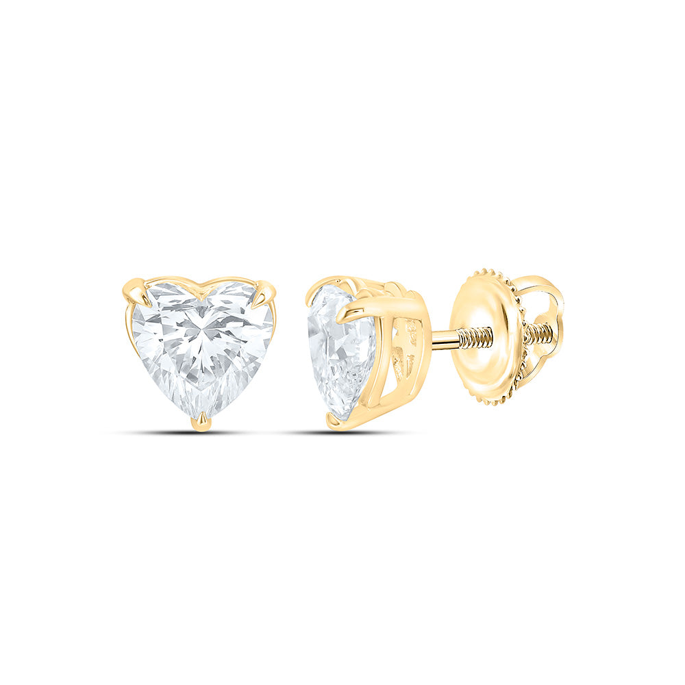 14K Yellow Or White Gold 1 Cttw Lab Grown Diamond Heart Solitaire Earring