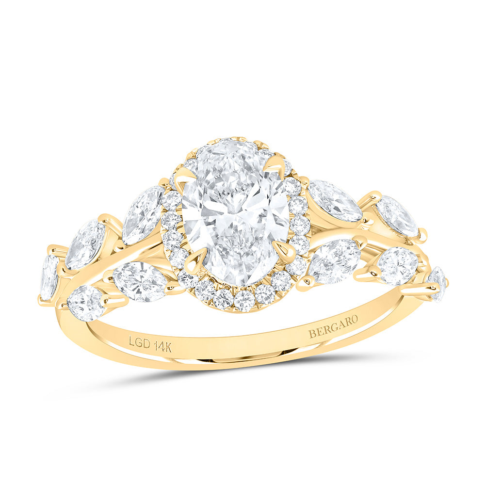 14K Yellow Or White Gold 1 3/4 Cttw Lab Grown Diamond 1 Cttw Center Oval Engagement Ring