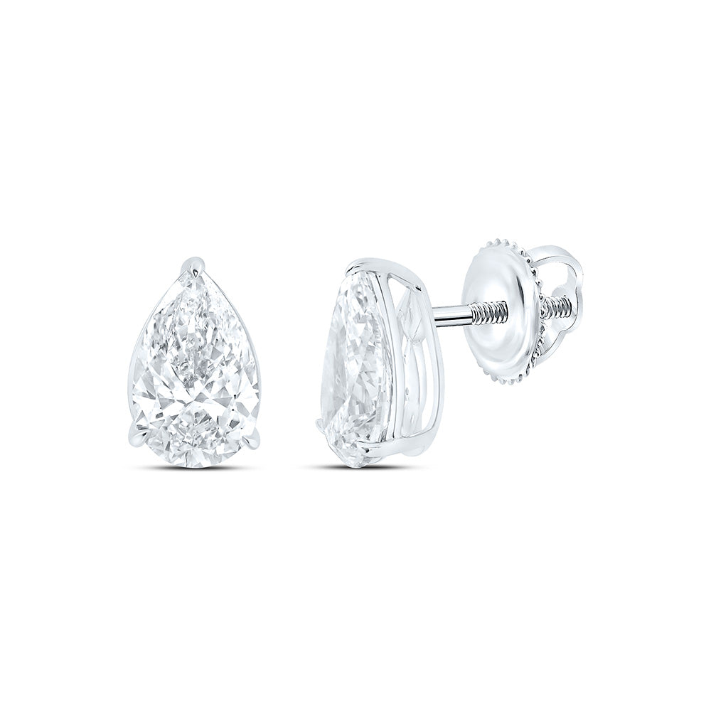 14K Yellow Or White Gold 2 Cttw Lab Grown Diamond Pear Solitaire Earring