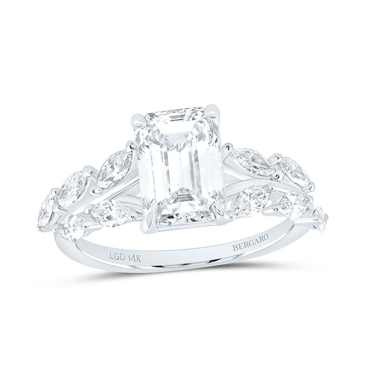 14K Yellow Or White Gold 2 5/8 Cttw Lab Grown Diamond 2 Cttw Center Emerald Engagement Ring