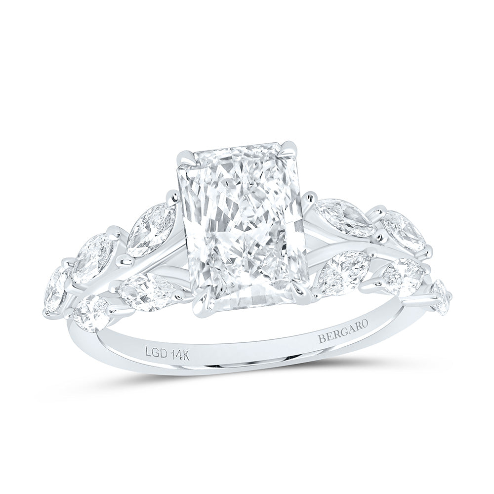 14K Yellow Or White Gold 2 3/4 Cttw Lab Grown Diamond 2 Cttw Center Fashion Radiant Engagement Ring