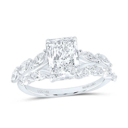 14K Yellow Or White Gold 2 3/4 Cttw Lab Grown Diamond 2 Cttw Center Fashion Radiant Engagement Ring