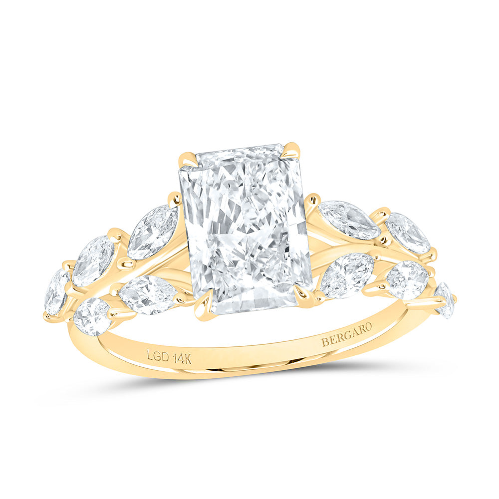 14K Yellow Or White Gold 2 3/4 Cttw Lab Grown Diamond 2 Cttw Center Fashion Radiant Engagement Ring