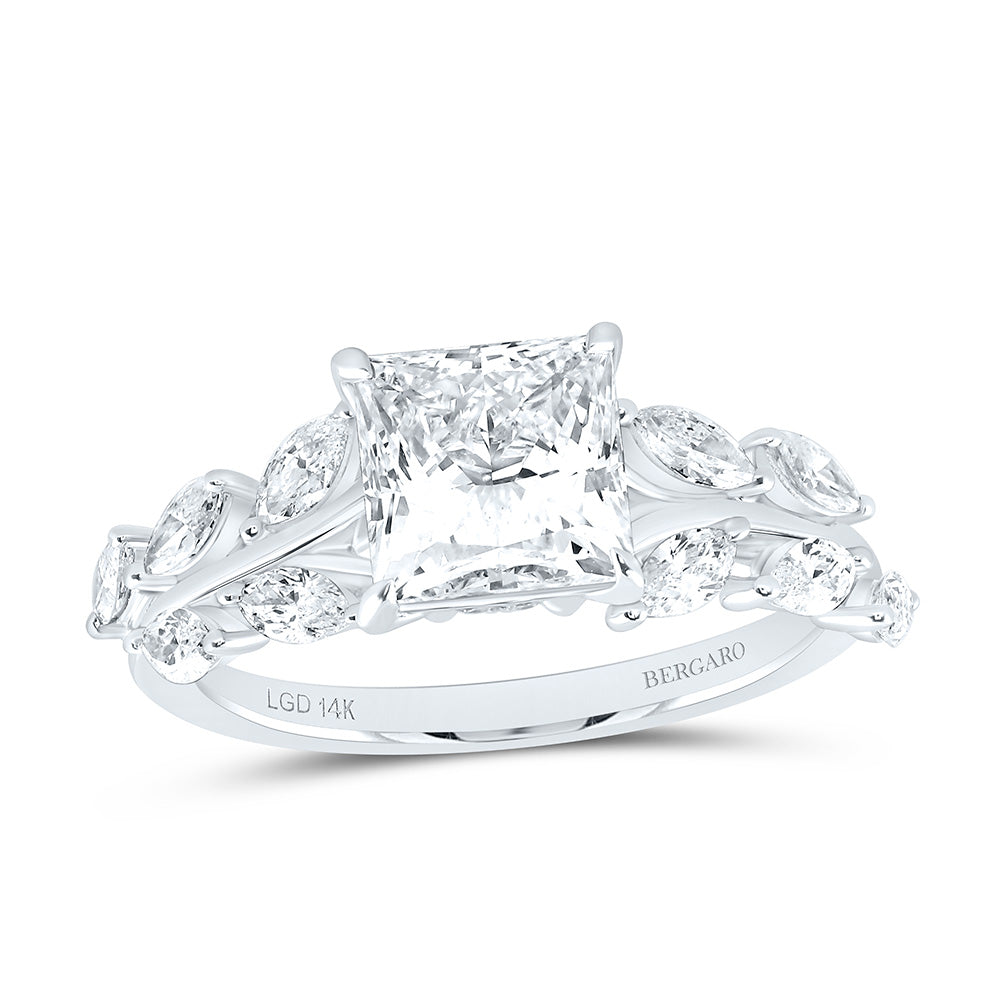 14K Yellow Or White Gold 2 3/4 Cttw Lab Grown Diamond 2 Cttw Center Princess Engagement Ring