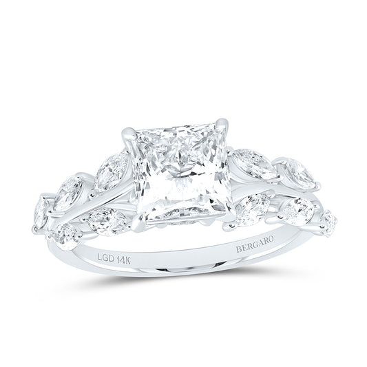 14K Yellow Or White Gold 2 3/4 Cttw Lab Grown Diamond 2 Cttw Center Princess Engagement Ring