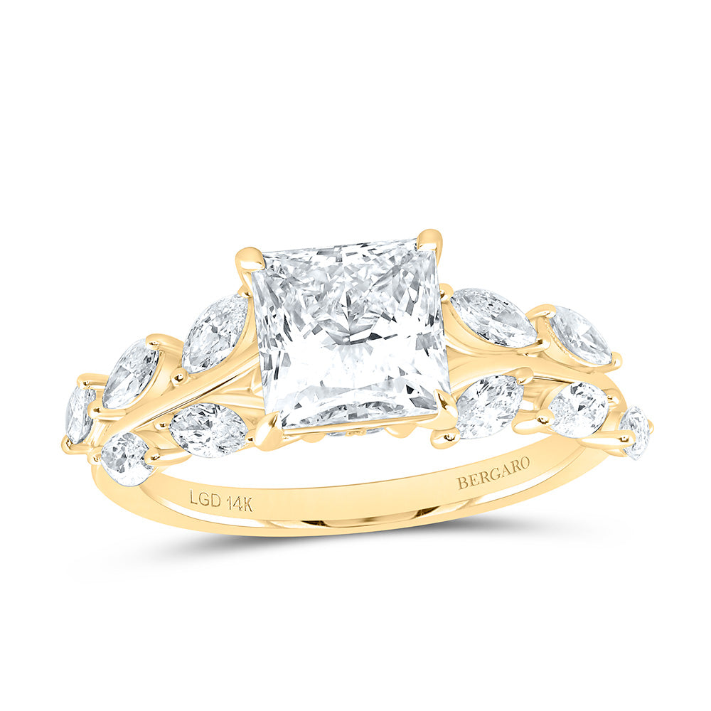 14K Yellow Or White Gold 2 3/4 Cttw Lab Grown Diamond 2 Cttw Center Princess Engagement Ring